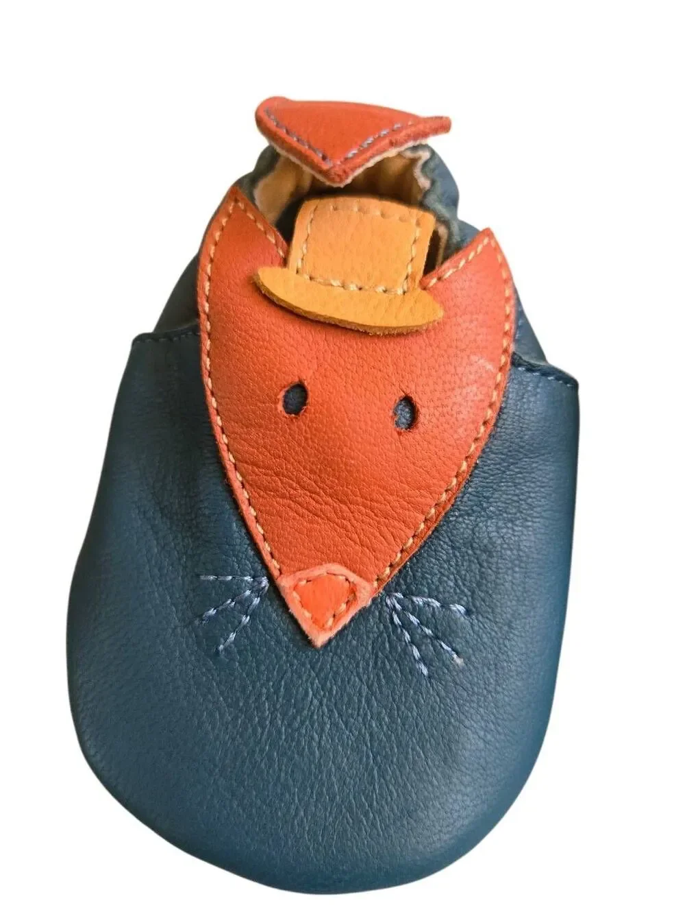 Moulin Roty Fox Leather Baby Slippers 0-6M Soft Sole Woodland Crib Shoes